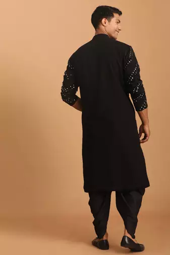 Black Georgette Sequin Embroidered Kurta Set