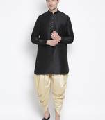 Black Silk Blend Kurta And Dhoti Set