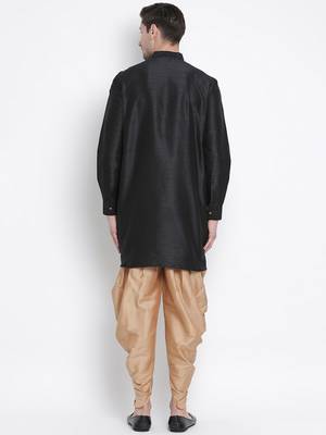 Black Silk Blend Kurta And Dhoti Set 4