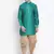 Green Silk Blend Kurta And Dhoti Set
