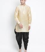 Gold Silk Blend Kurta And Dhoti Set