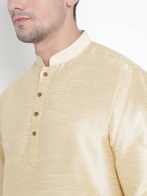 Gold Silk Blend Kurta And Dhoti Set 3