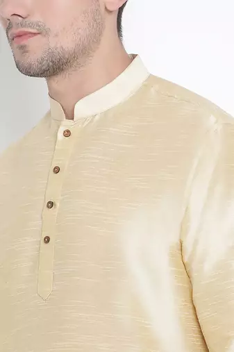 Gold Silk Blend Kurta And Dhoti Set