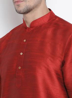 Maroon Silk Blend Kurta And Dhoti Set 3