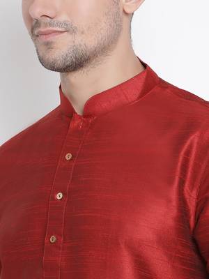 Maroon Silk Blend Kurta And Dhoti Set 3