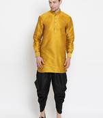 Gold Silk Blend Kurta And Dhoti Set