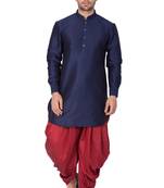 Blue Silk Blend Kurta And Dhoti Set