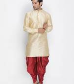 Gold Silk Blend Kurta And Dhoti Set