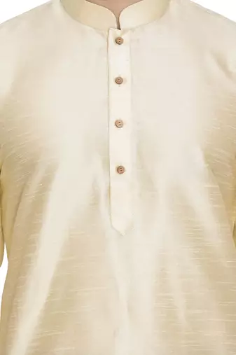 Gold Silk Blend Kurta And Dhoti Set