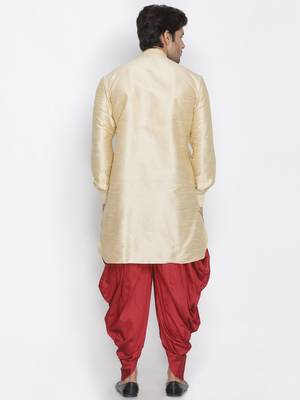 Gold Silk Blend Kurta And Dhoti Set 4