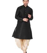 Black Silk Blend Kurta And Dhoti Set
