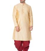 Gold Silk Blend Kurta And Dhoti Set
