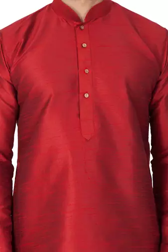 Maroon Silk Blend Kurta And Dhoti Set