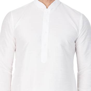 White Silk Blend Kurta And Dhoti Set 3