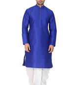 Blue Silk Blend Kurta And Dhoti Set