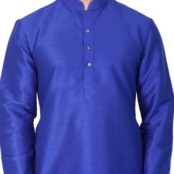 Blue Silk Blend Kurta And Dhoti Set 3
