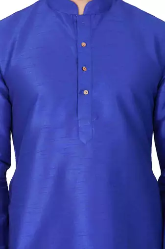 Blue Silk Blend Kurta And Dhoti Set