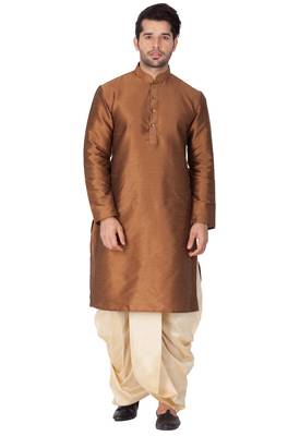 Brown Silk Blend Kurta And Dhoti Set 2