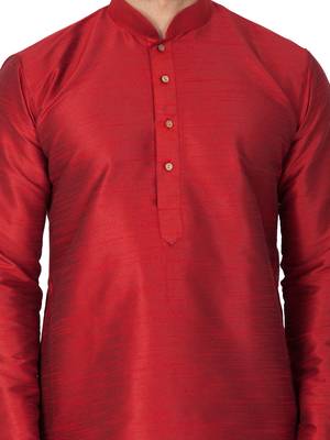 Maroon Silk Blend Kurta And Dhoti Set 3