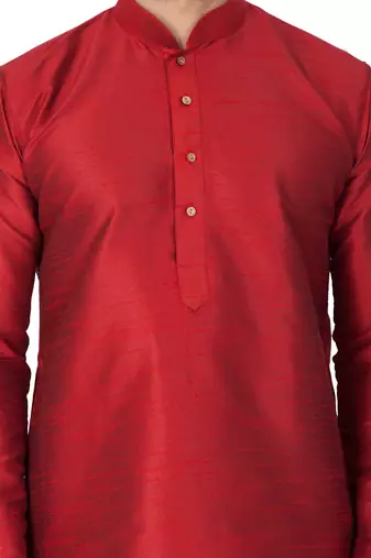 Maroon Silk Blend Kurta And Dhoti Set