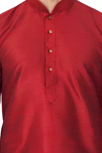Maroon Silk Blend Kurta And Dhoti Set
