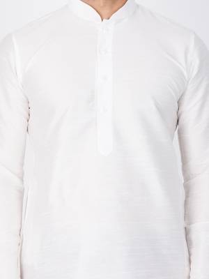 White Silk Blend Kurta And Dhoti Set 3