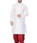  white silk blend kurta and dhoti set