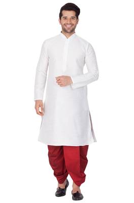  white silk blend kurta and dhoti set 2