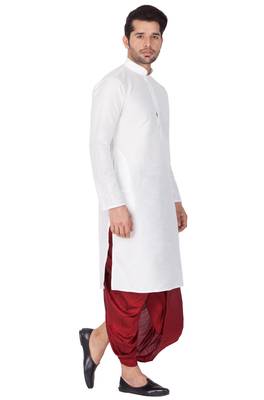  white silk blend kurta and dhoti set 4