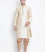 Gold Silk Blend Kurta And Dhoti Set