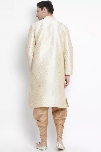 Gold Silk Blend Kurta And Dhoti Set