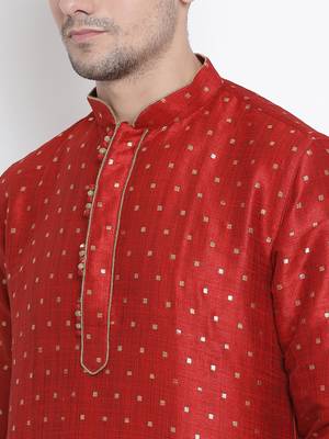 Maroon Silk Blend Kurta And Dhoti Set 3