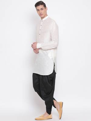 Cream Silk Blend Kurta And Dhoti Set 2