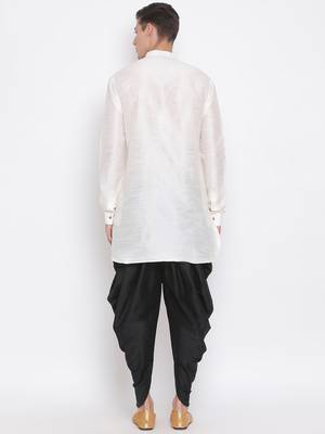 Cream Silk Blend Kurta And Dhoti Set 3