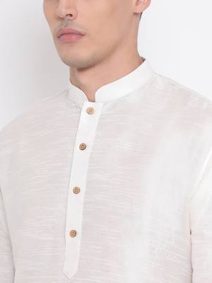 Cream Silk Blend Kurta And Dhoti Set 4