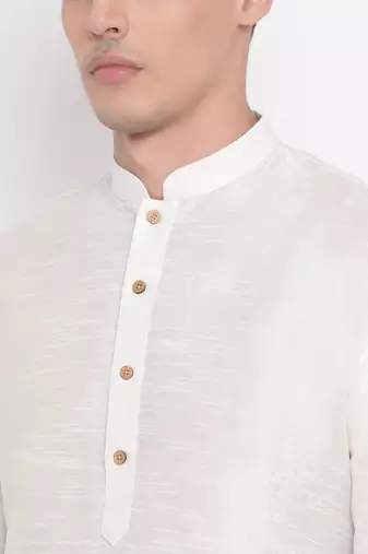 Cream Silk Blend Kurta And Dhoti Set