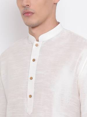 Cream Silk Blend Kurta And Dhoti Set 4