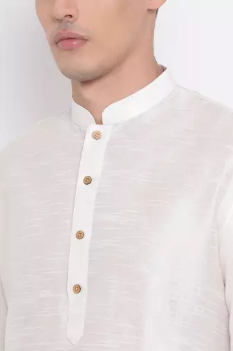 Cream Silk Blend Kurta And Dhoti Set