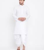 White Cotton Kurta And Dhoti Set
