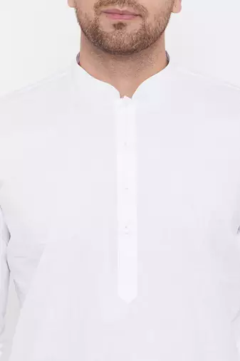White Cotton Kurta And Dhoti Set