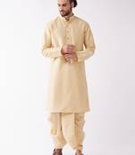 Gold Silk Blend Kurta And Dhoti Set