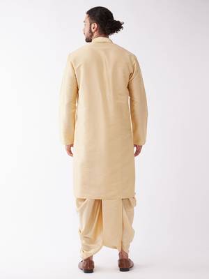 Gold Silk Blend Kurta And Dhoti Set 3