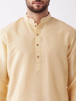 Gold Silk Blend Kurta And Dhoti Set 4