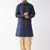 Blue And Gold Silk Blend Kurta And Dhoti Set