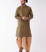 Black And Rose Gold Silk Blend Kurta And Dhoti Set
