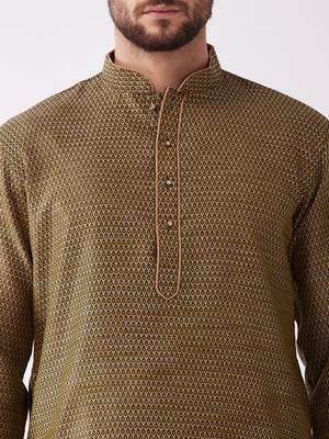 Black And Rose Gold Silk Blend Kurta And Dhoti Set 4
