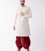  men's solid kurta and embroidered traditional dhoti set