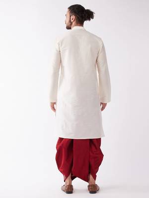  men's solid kurta and embroidered traditional dhoti set 3