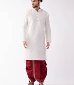  men's solid kurta and embroidered traditional dhoti set