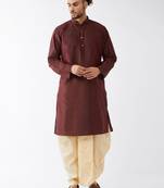 Solid Kurta And Embroidered Traditional Dhoti Set